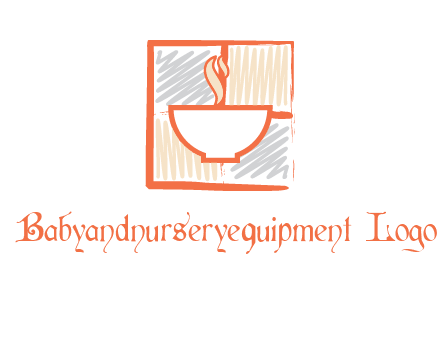 hot bowl in paint effect squares food logo