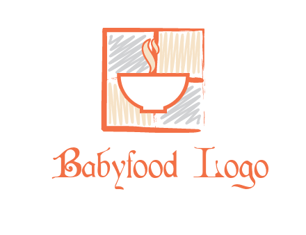 hot bowl in paint effect squares food logo