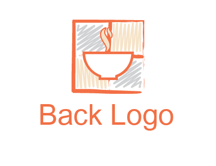 hot bowl in paint effect squares food logo