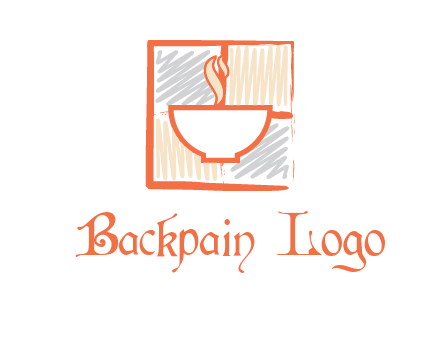 hot bowl in paint effect squares food logo