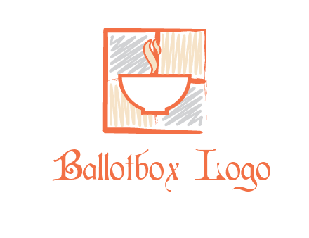hot bowl in paint effect squares food logo