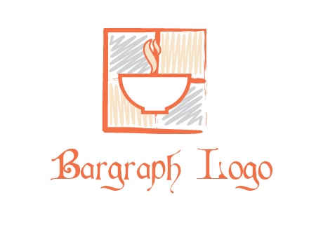hot bowl in paint effect squares food logo