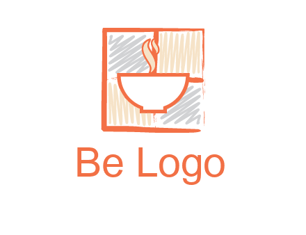 hot bowl in paint effect squares food logo