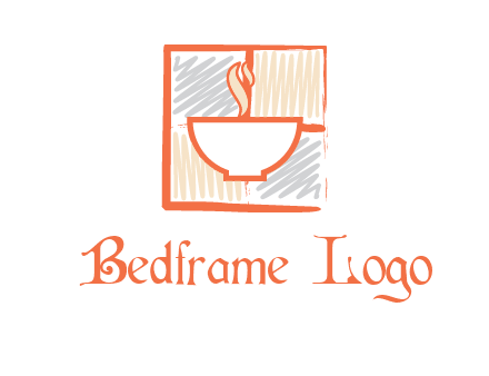 hot bowl in paint effect squares food logo
