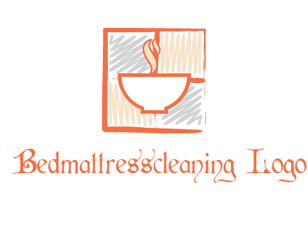 hot bowl in paint effect squares food logo