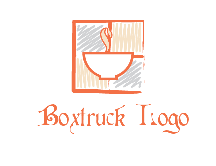 hot bowl in paint effect squares food logo