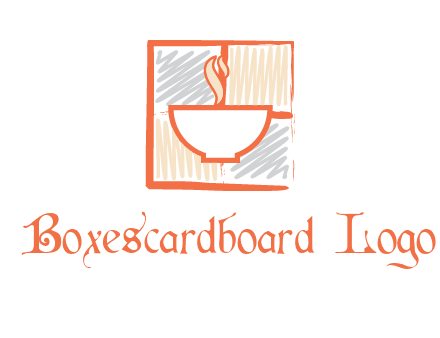 hot bowl in paint effect squares food logo