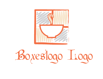 hot bowl in paint effect squares food logo