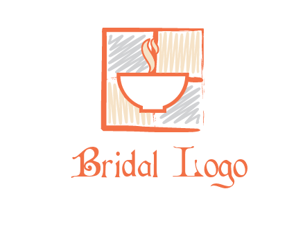 hot bowl in paint effect squares food logo