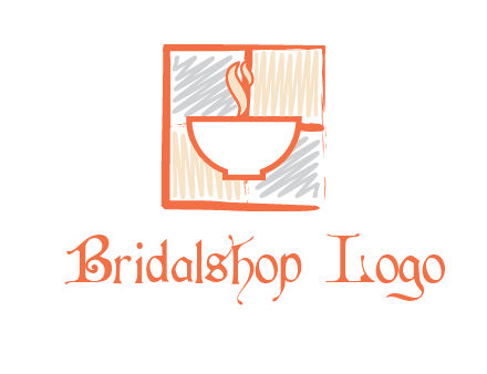 hot bowl in paint effect squares food logo