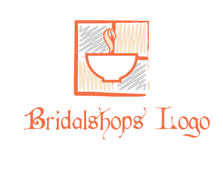 hot bowl in paint effect squares food logo