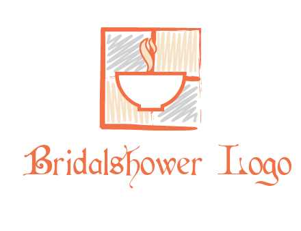 hot bowl in paint effect squares food logo