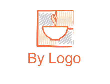 hot bowl in paint effect squares food logo