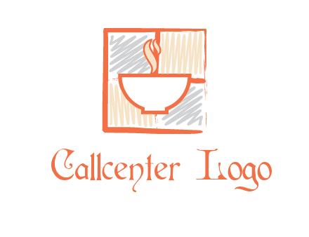 hot bowl in paint effect squares food logo