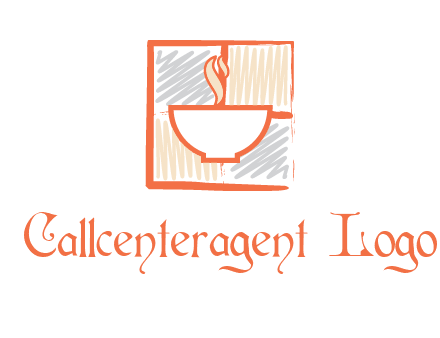 hot bowl in paint effect squares food logo
