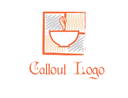 hot bowl in paint effect squares food logo