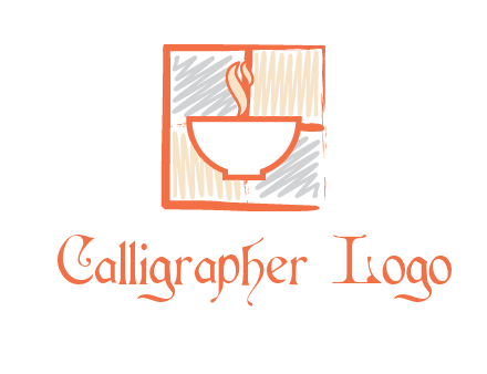 hot bowl in paint effect squares food logo