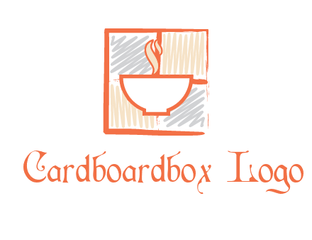 hot bowl in paint effect squares food logo