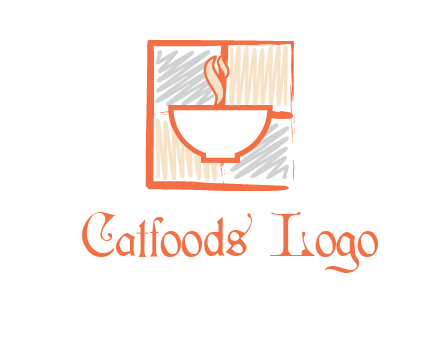 hot bowl in paint effect squares food logo