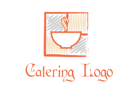 hot bowl in paint effect squares food logo