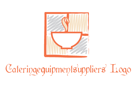 hot bowl in paint effect squares food logo