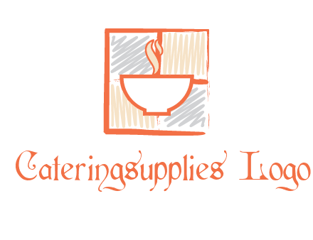 hot bowl in paint effect squares food logo
