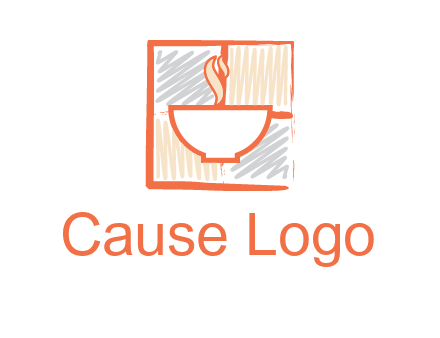 hot bowl in paint effect squares food logo