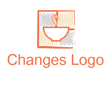 hot bowl in paint effect squares food logo