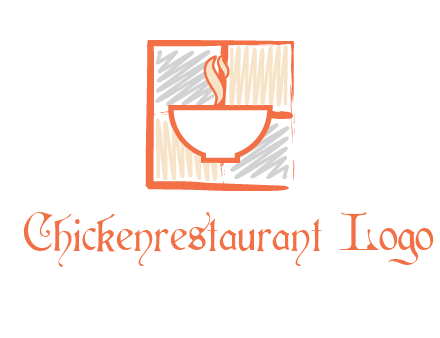 hot bowl in paint effect squares food logo