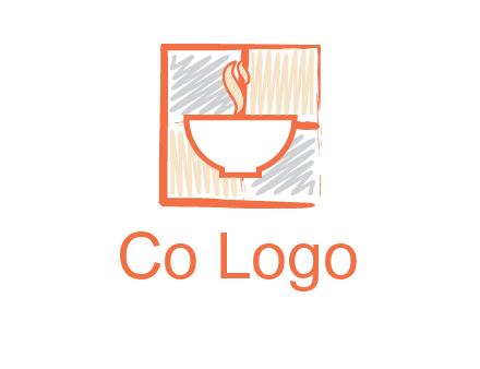 hot bowl in paint effect squares food logo