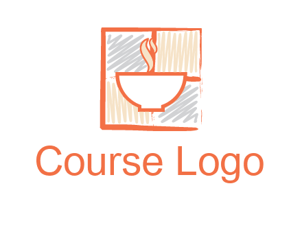 hot bowl in paint effect squares food logo