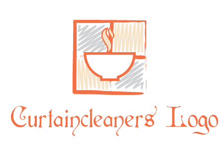 hot bowl in paint effect squares food logo