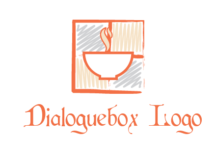 hot bowl in paint effect squares food logo