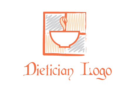 hot bowl in paint effect squares food logo