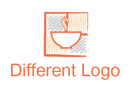hot bowl in paint effect squares food logo