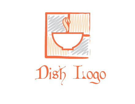 hot bowl in paint effect squares food logo