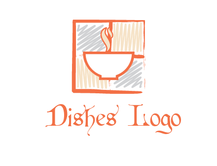 hot bowl in paint effect squares food logo