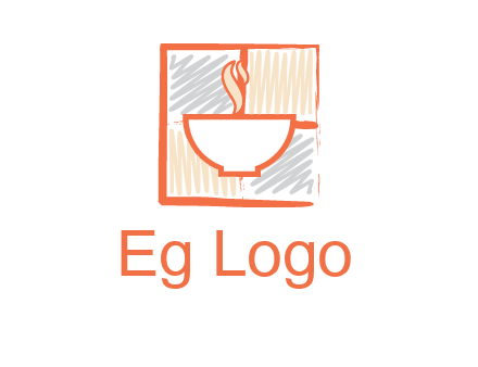 hot bowl in paint effect squares food logo