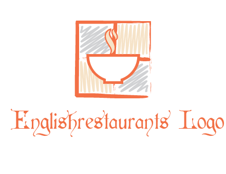 hot bowl in paint effect squares food logo