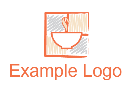 hot bowl in paint effect squares food logo