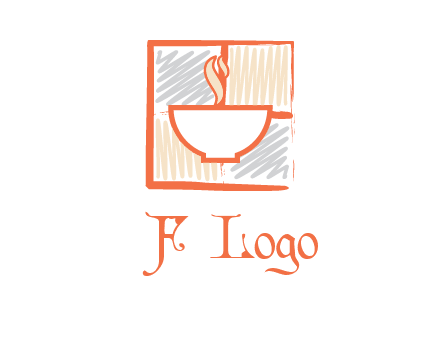 hot bowl in paint effect squares food logo