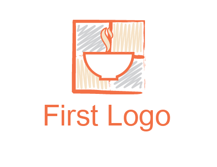 hot bowl in paint effect squares food logo