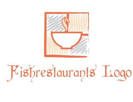 hot bowl in paint effect squares food logo