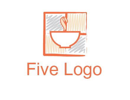 hot bowl in paint effect squares food logo