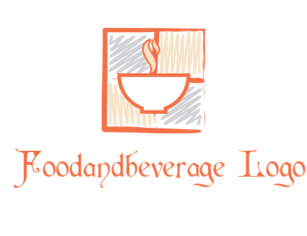 hot bowl in paint effect squares food logo
