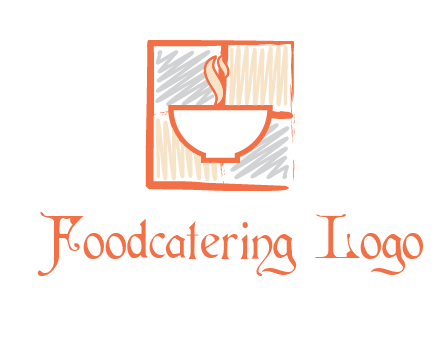 hot bowl in paint effect squares food logo
