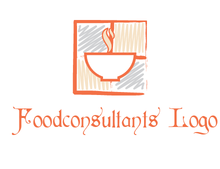 hot bowl in paint effect squares food logo