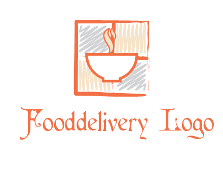 hot bowl in paint effect squares food logo