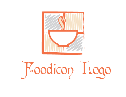 hot bowl in paint effect squares food logo