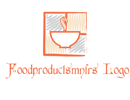 hot bowl in paint effect squares food logo